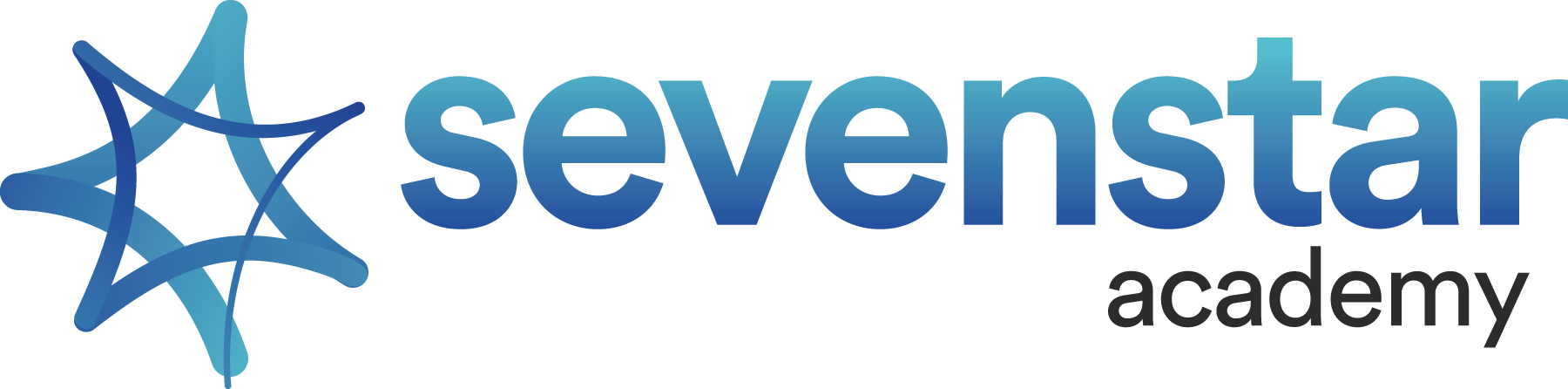 Gradient blue seven-sided star symbol with the words “Sevenstar Academy,” representing the school’s official logo.